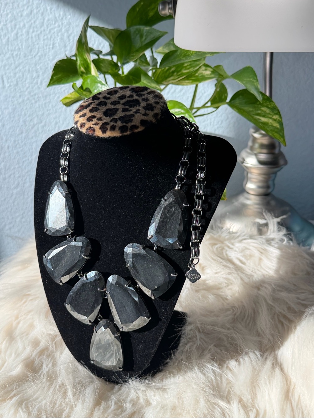 Kendra Scott Harlow Hematite Statement Necklace Gunmetal